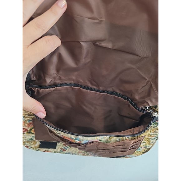 Floral Tapestry Purse/Cosmetic Bag Zip Close Adjustable Strap VTG Style 12x8x2" - Picture 4 of 4